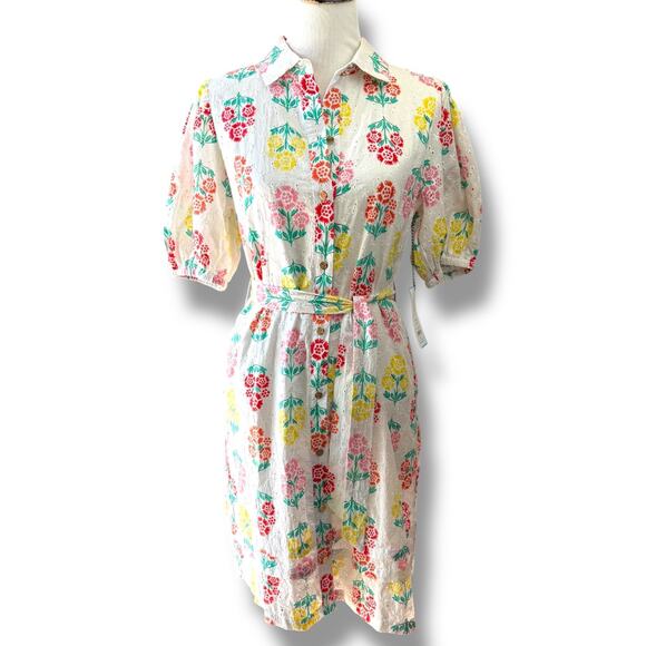 Draper James RSVP Short Sleeve Floral Eyelet Shirt Dress NWT - Picture 2 of 12